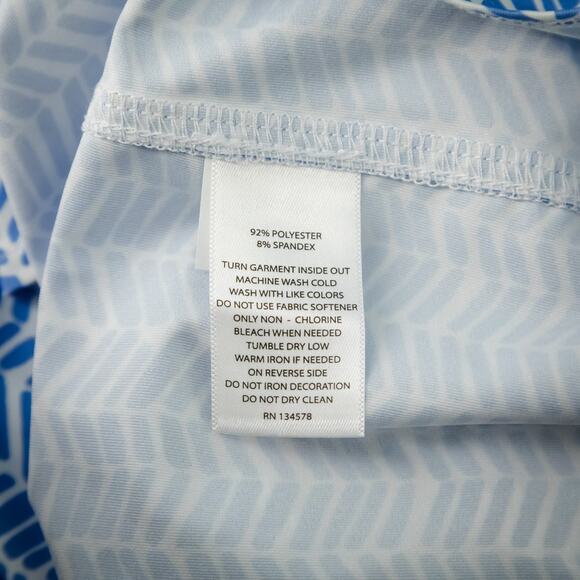 Vineyard Vines Size Small S Blue Print Ruffle Sleeveless Performance Polo Top - Picture 7 of 9